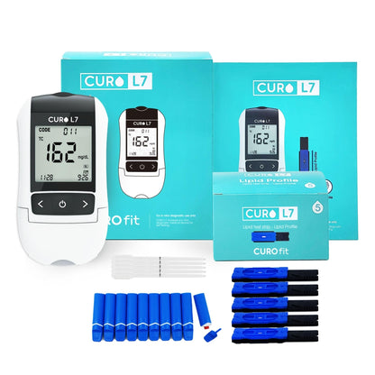 CURO-L7 Professional Grade Blood Cholesterol Testing Kit – All-in-One Home Testing Device