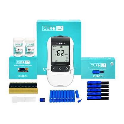 CURO L7 Portable Cholesterol & Glucose Testing Kit – 6-in-1 Lipid Panel