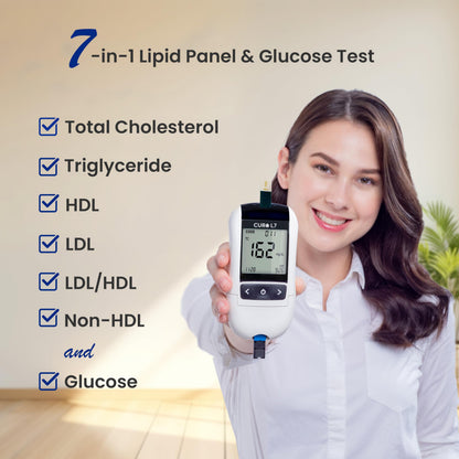 CURO L7 Portable Cholesterol & Glucose Testing Kit – 6-in-1 Lipid Panel