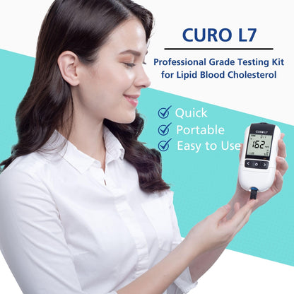 CURO-L7 Professional Grade Blood Cholesterol Testing Kit – All-in-One Home Testing Device