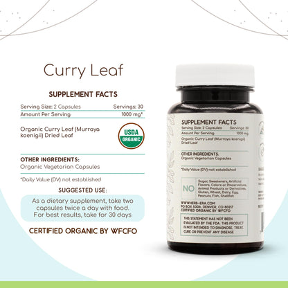 Curry Leaf USDA Organic Capsules | Certified Organic Vegetarian (60 Count)