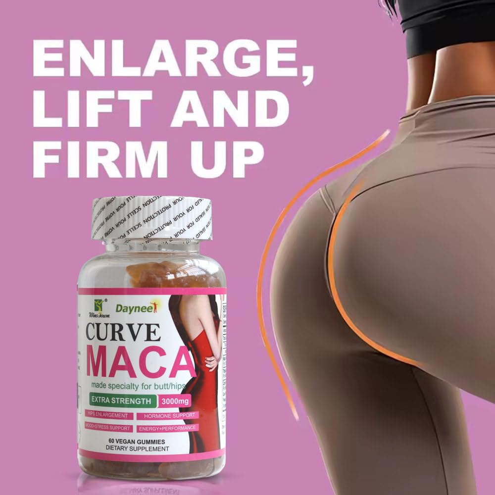 Wins Town Curve Maca Gummies – 3000mg Vitality for Women, 60ct