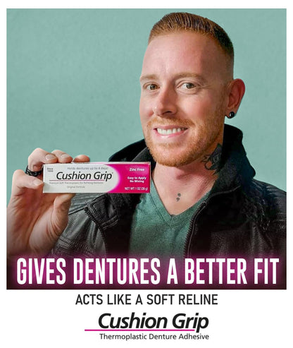 Cushion Grip Thermoplastic Denture Adhesive – 1oz, 12 Pack, Extra Strong Hold