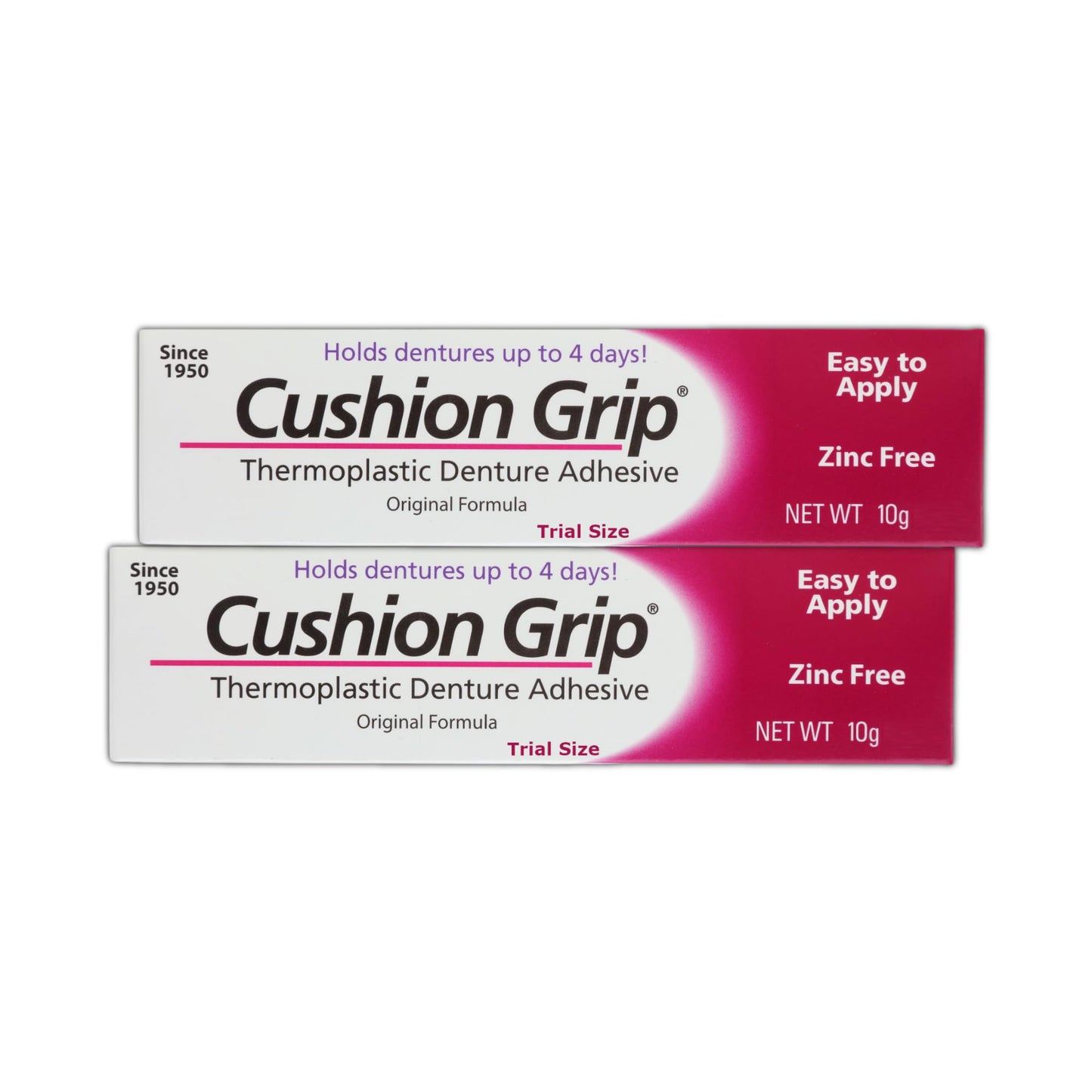 Cushion Grip Thermoplastic Denture Adhesive – Travel Size 0.35 oz Pack of 2 | Up to 4 Days Hold