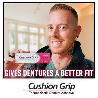 Cushion Grip Denture Adhesive 1oz - Extra Strong Hold Up to 4 Days