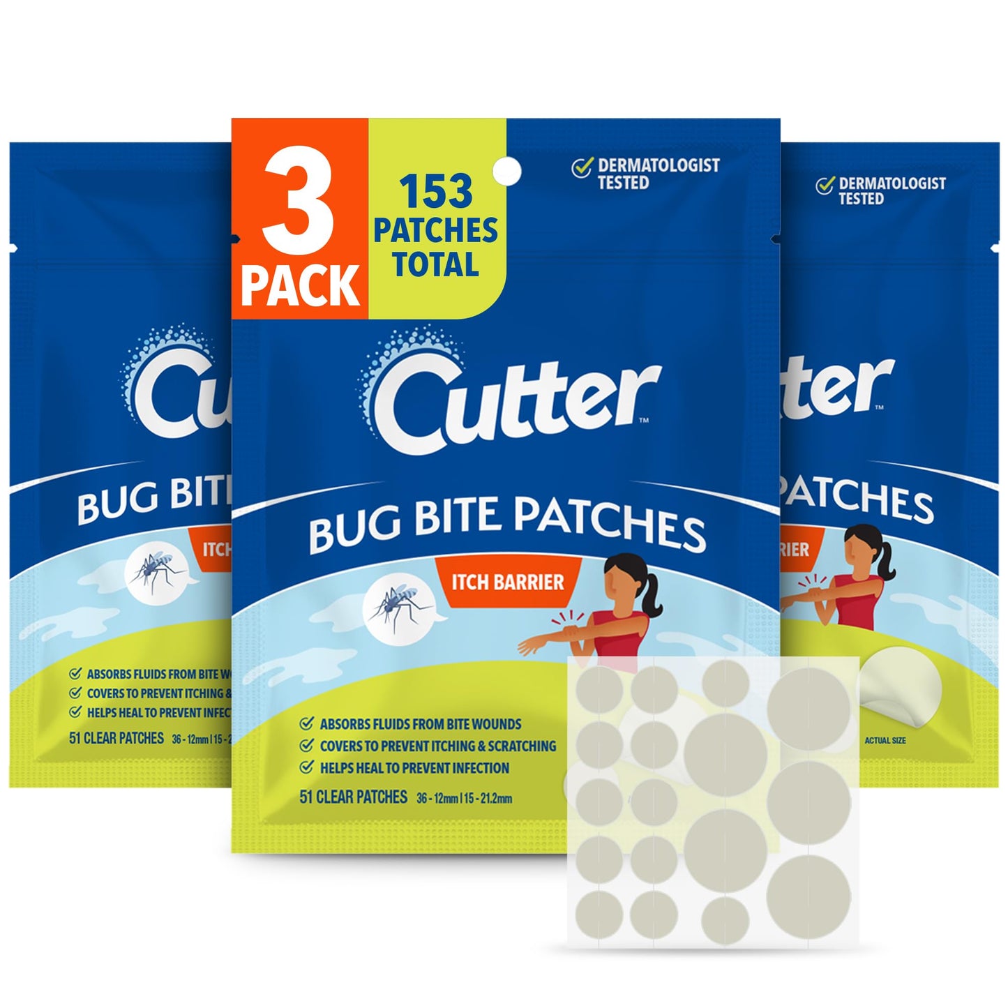 Cutter Bug Bite Patches Itch Relief Hydrocolloid Patches for Kids & Adults – 153 Count