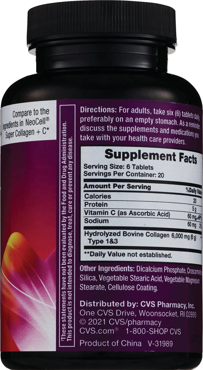 CVS Health Collagen + Vitamin C - Skin & Nail Health, 120 CT
