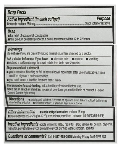CVS Health Extra Strength Stool Softener Docusate Sodium Softgels 250 mg – 250 Count