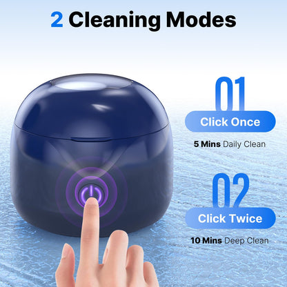 CXRUY Ultrasonic Retainer Cleaner - UV Dental Cleaning Pod (Navy Blue)