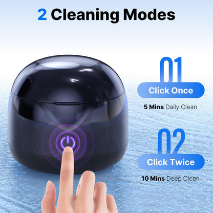 CXRUY Ultrasonic Retainer Cleaner – UV Dental Cleaning Pod for Dentures, Aligners, Braces, Jewelry (Black)