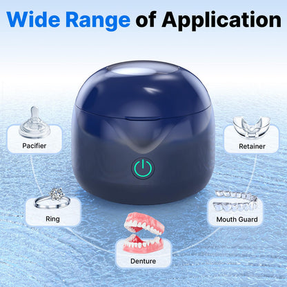 CXRUY Ultrasonic Retainer Cleaner - UV Dental Cleaning Pod (Navy Blue)