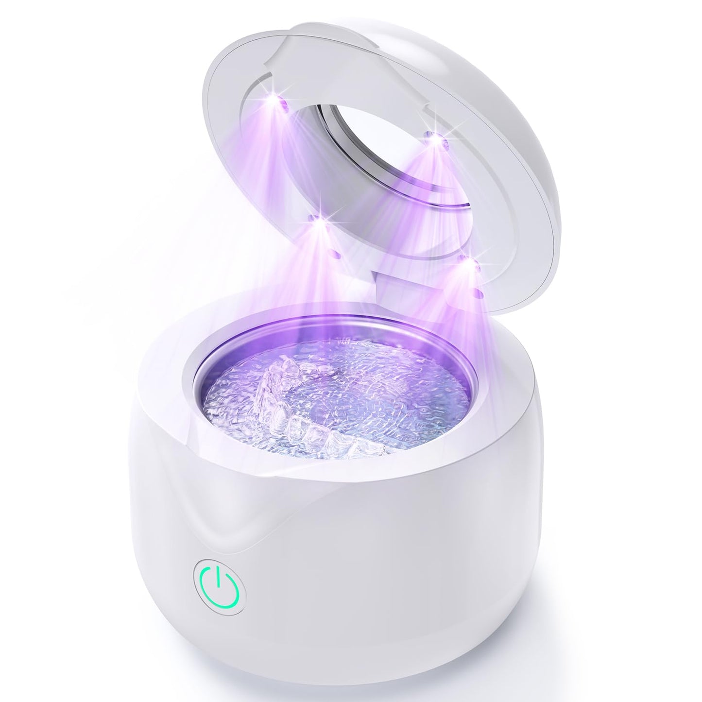 CXRUY Ultrasonic Retainer Cleaner – UV Dental Cleaning Pod for Dentures, Aligners, Braces & Jewelry (White)