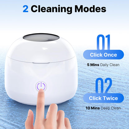 CXRUY Ultrasonic Retainer Cleaner – UV Dental Cleaning Pod for Dentures, Aligners, Braces & Jewelry (White)