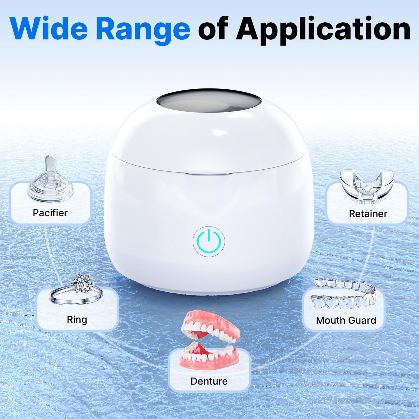 CXRUY Ultrasonic Retainer Cleaner – UV Dental Cleaning Pod for Dentures, Aligners, Braces & Jewelry (White)