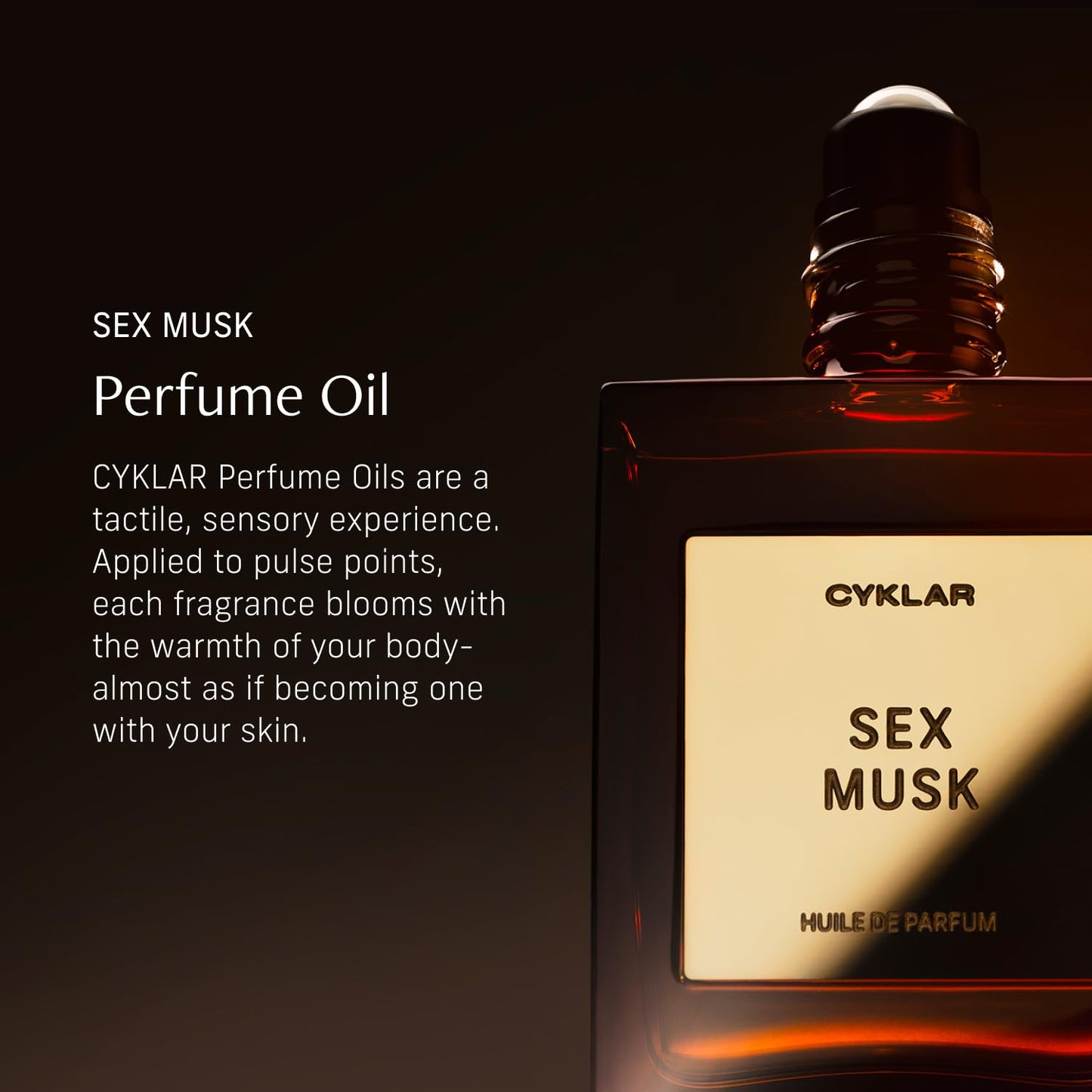 CYKLAR Perfume Oil Roll-On – Sex Musk Scent with Rose, Tonka Bean & Musk | 0.5 oz