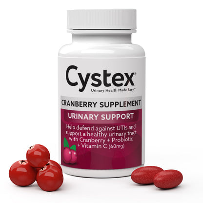 Cystex Cranberry Urinary Health Supplement – 3-in-1 UTI Protection with Probiotics, Prebiotics & Vitamin C
