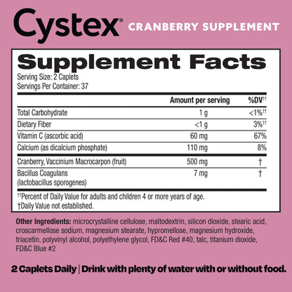Cystex Cranberry Urinary Health Supplement – 3-in-1 UTI Protection with Probiotics, Prebiotics & Vitamin C