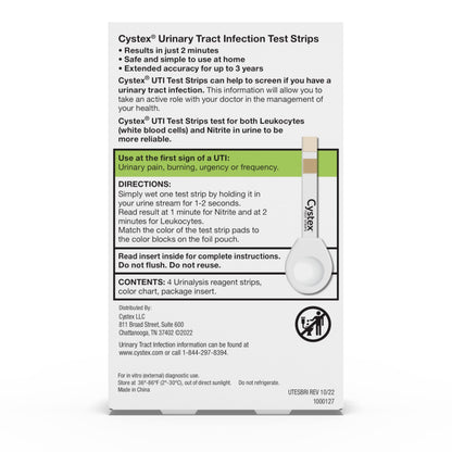 Cystex UTI Test Strips for Women & Men – At-Home, 2-Minute Results (4-Count)