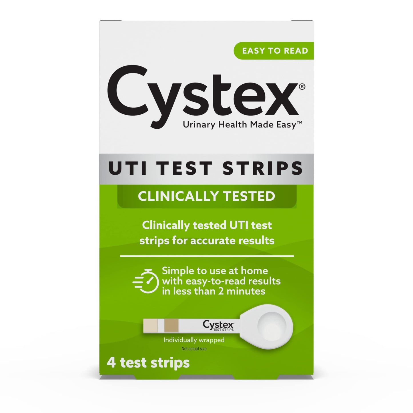 Cystex UTI Test Strips for Women & Men – At-Home, 2-Minute Results (4-Count)