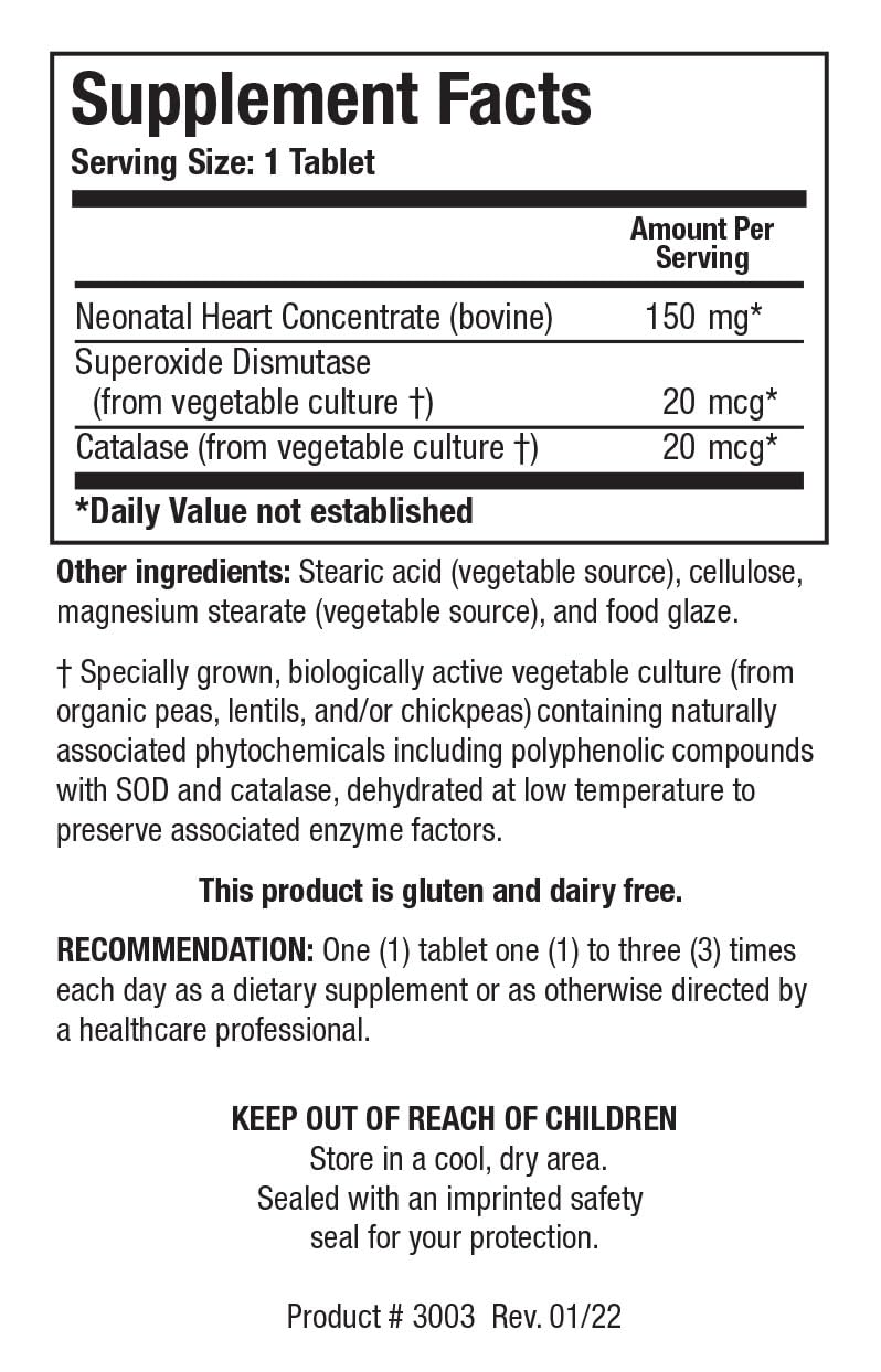Cytozyme-H Glandular Cardiovascular Support – Bovine Heart Concentrate (60 Tabs) | Biotics Research