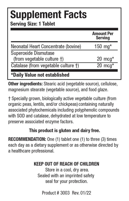 Cytozyme-H Glandular Cardiovascular Support – Bovine Heart Concentrate (60 Tabs) | Biotics Research