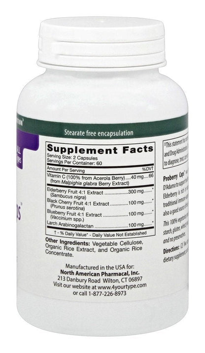 D'Adamo Personalized Nutrition – Proberry Caps 120 VegCaps | Elderberry Complex with Vitamin C