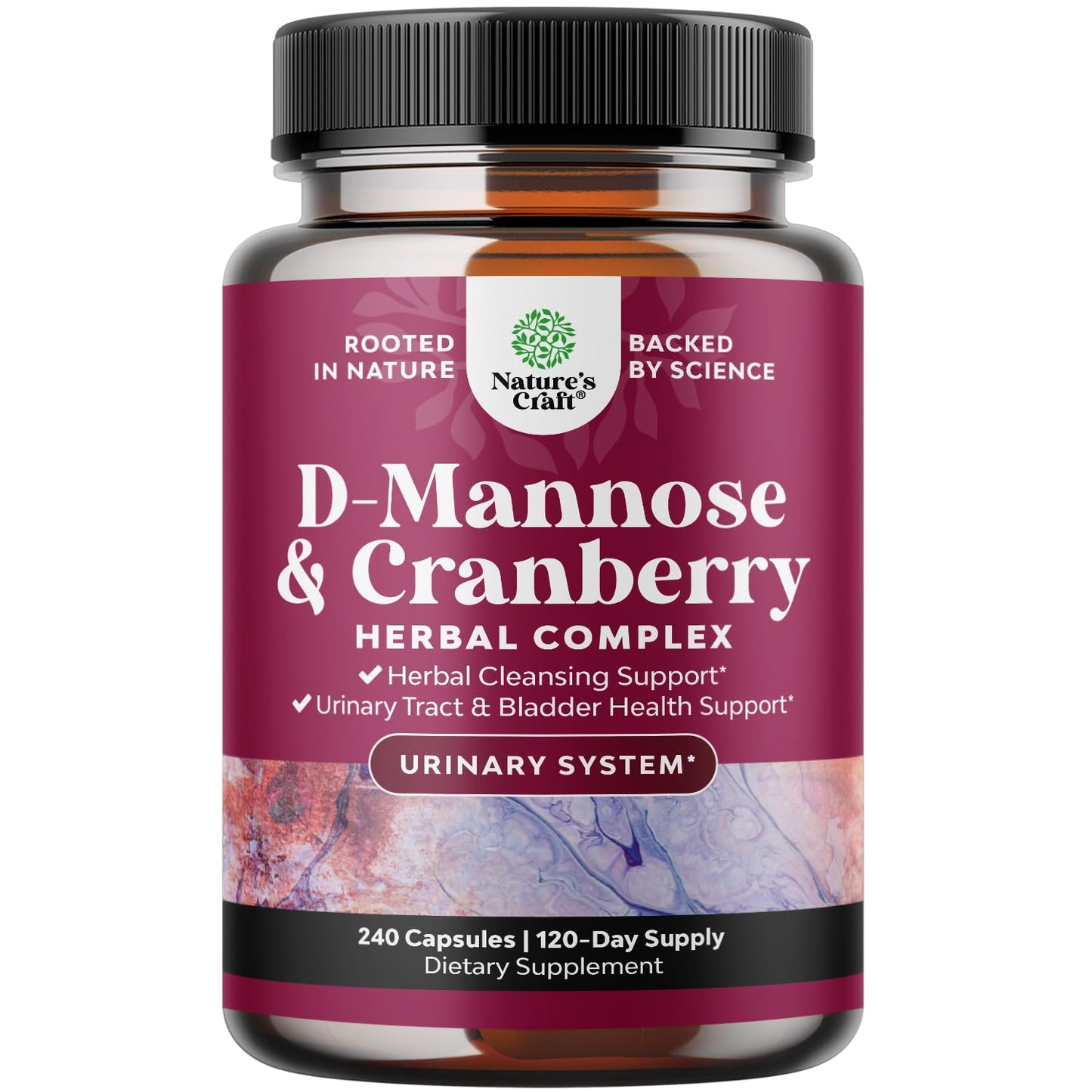 D Mannose with Cranberry 1000mg – Urinary Health & Kidney Support (240 Count)