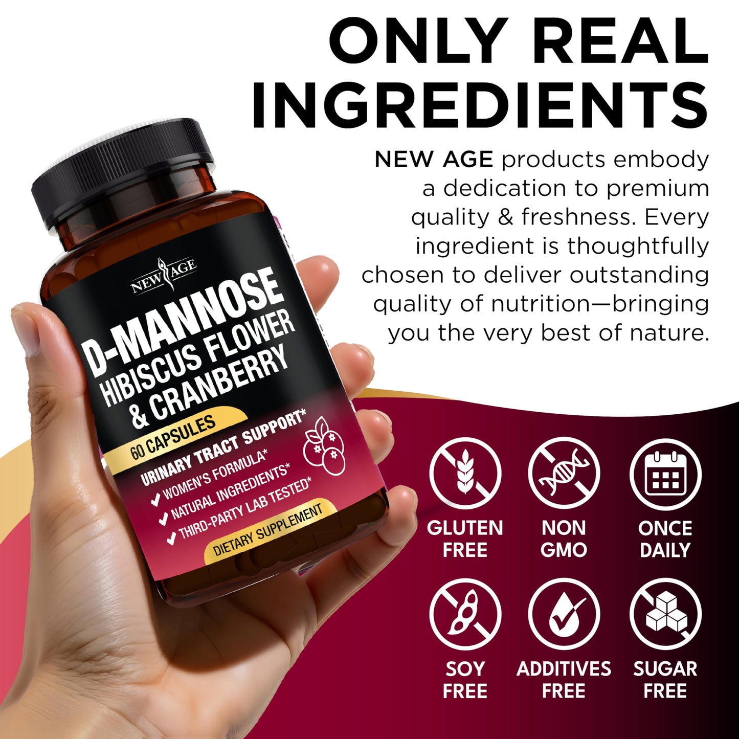 D-Mannose with Cranberry & Hibiscus - High Strength Urinary Tract Health (120 Capsules)