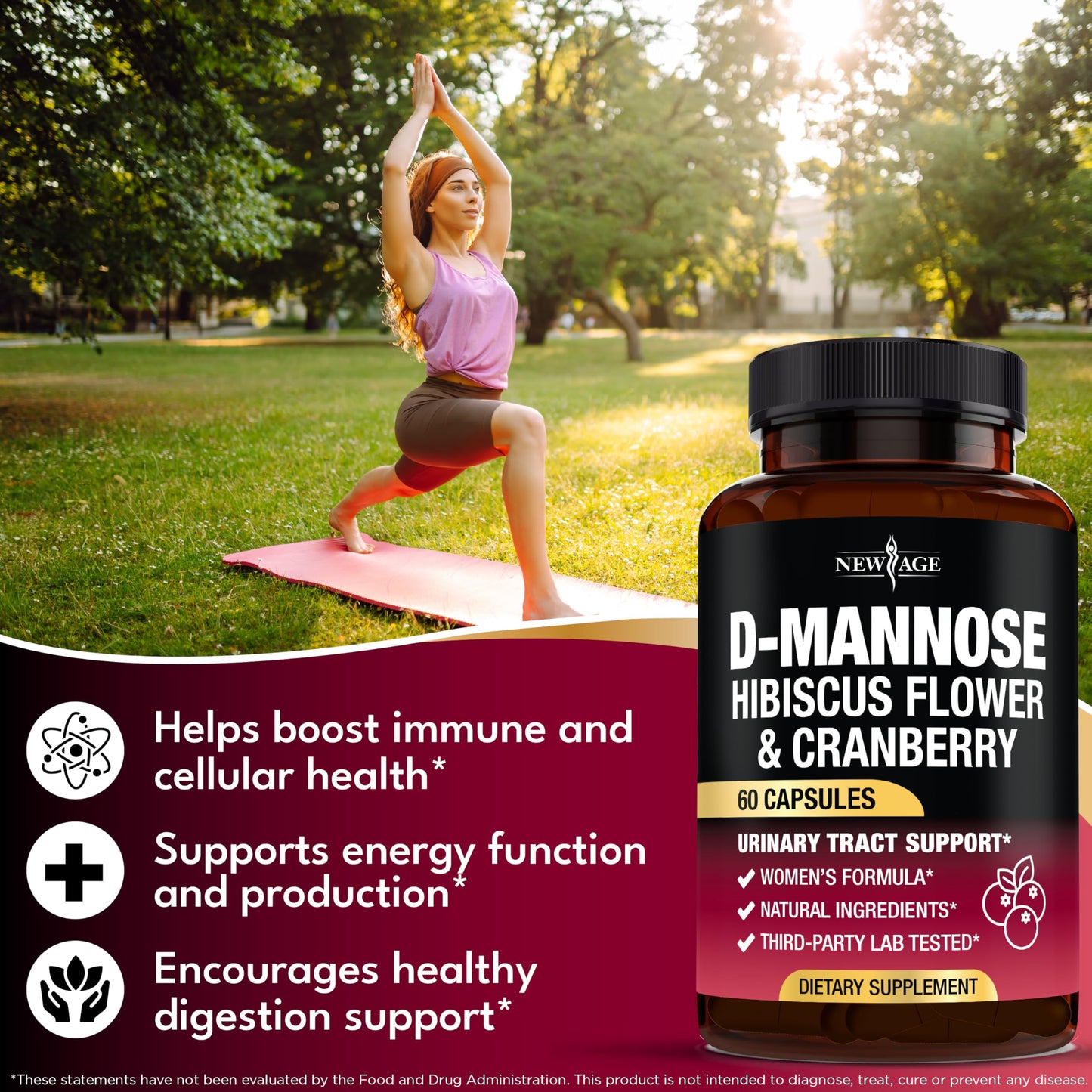 D-Mannose with Cranberry & Hibiscus – High-Strength UTI Support (180 Capsules)