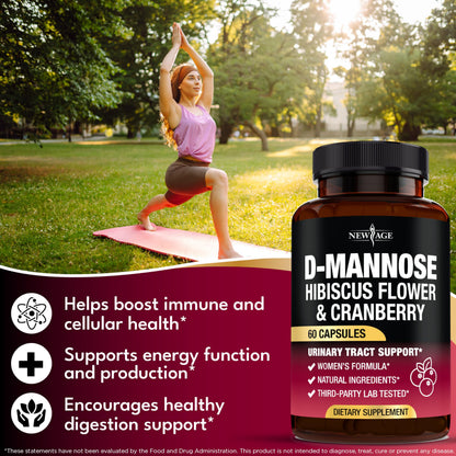D-Mannose with Cranberry & Hibiscus – High-Strength UTI Support (180 Capsules)