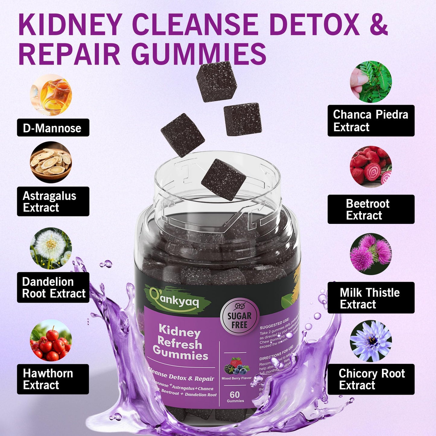 D-Mannose Gummies for Women – Kidney Cleanse & Urinary Health (60 ct)