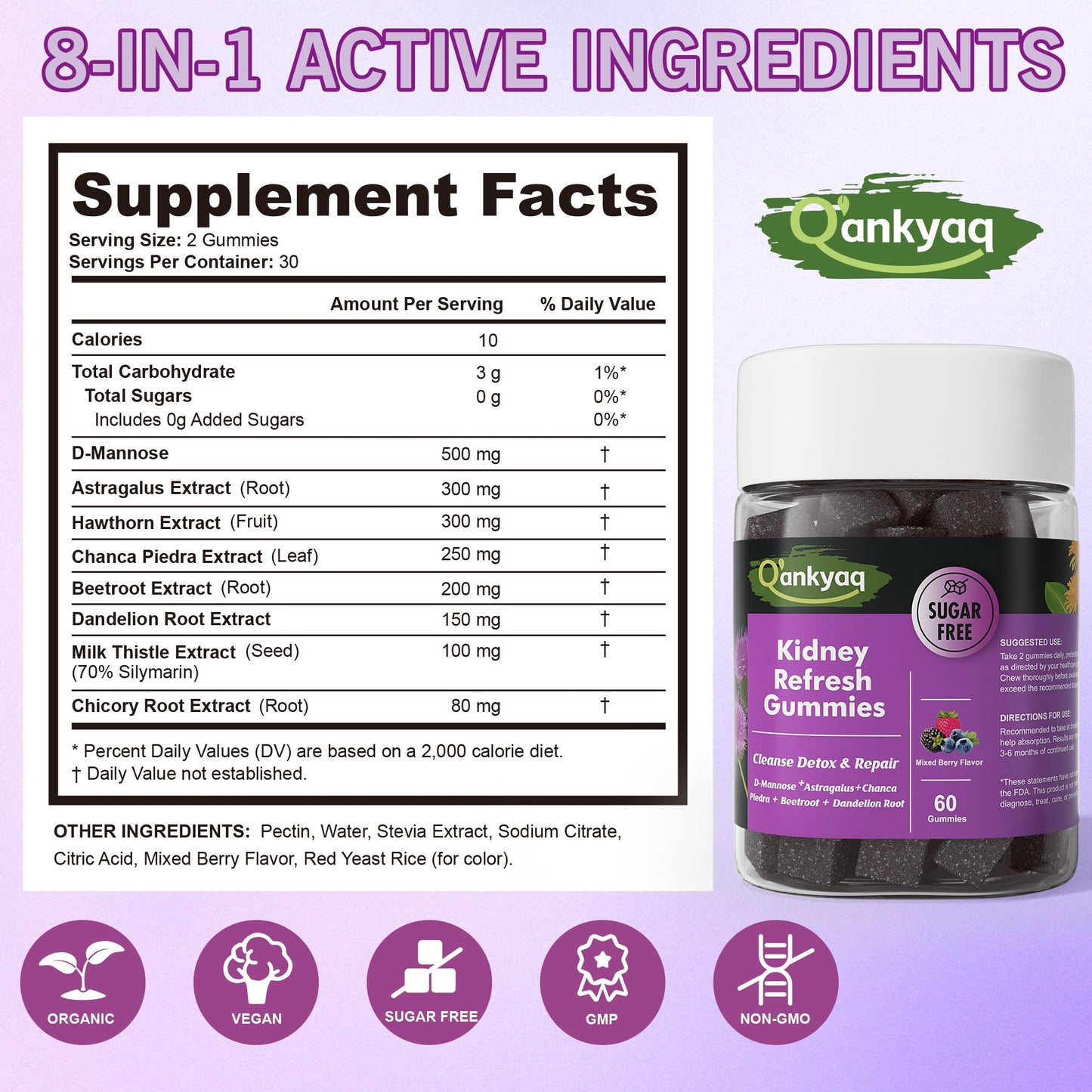 D-Mannose Gummies for Women – Kidney Cleanse & Urinary Health (60 ct)