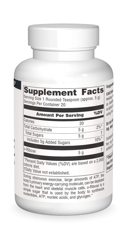 Source Naturals D-Ribose - 100 g Powder | Enhances ATP Energery*