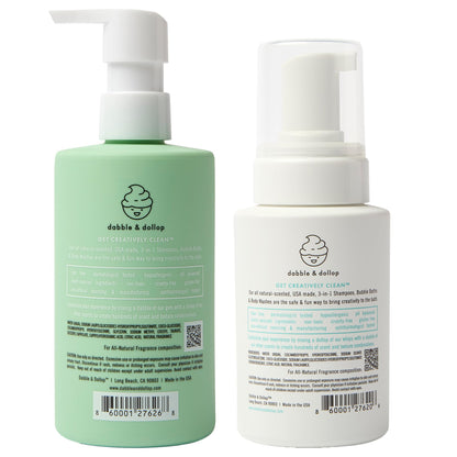 Dabble & Dollop Honeydew Melon 3-in-1 Body Wash & Shampoo for Kids – Tear-Free, Vegan (2-Pack)
