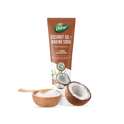 Dabur Coconut Oil Baking Soda Toothpaste - 100 ml | Teeth Brightening & Plaque Removal