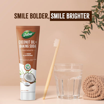 Dabur Coconut Oil Baking Soda Toothpaste - 100 ml | Teeth Brightening & Plaque Removal