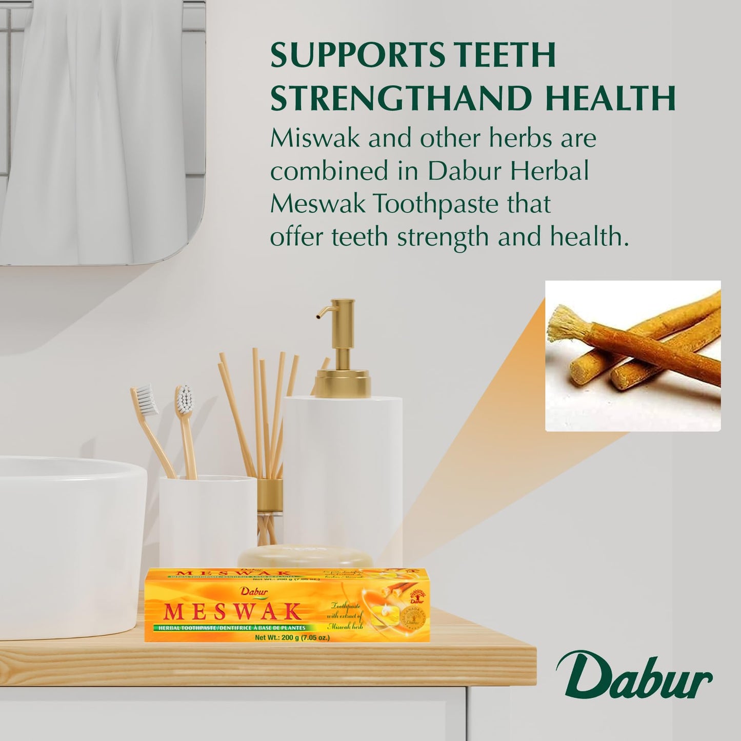 Dabur Fluoride-Free Toothpaste with Miswak - Sensitive Teeth & Gum Health