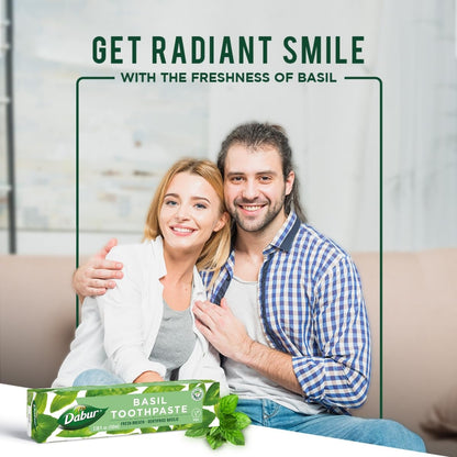 Dabur Herbal Toothpaste - Fluoride-Free Natural Oral Care with Basil 100ml (Pack of 3) | Fresh Breath