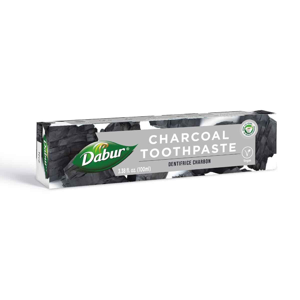 Dabur Herbal Toothpaste with Charcoal - Fluoride-Free Natural Oral Care (100ml x 3)