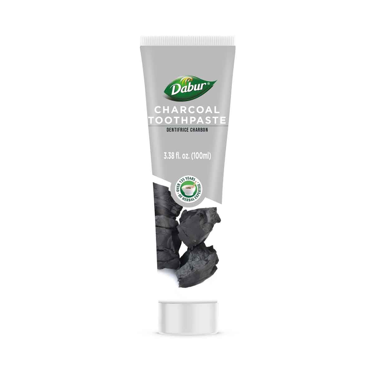 Dabur Herbal Toothpaste with Charcoal - Fluoride-Free Natural Oral Care (100ml x 3)
