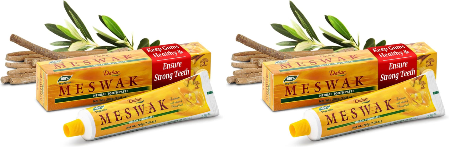 Dabur Meswak Toothpaste, 200 Gram (Pack of 2) - Natural Miswak Toothpaste for Gum Health