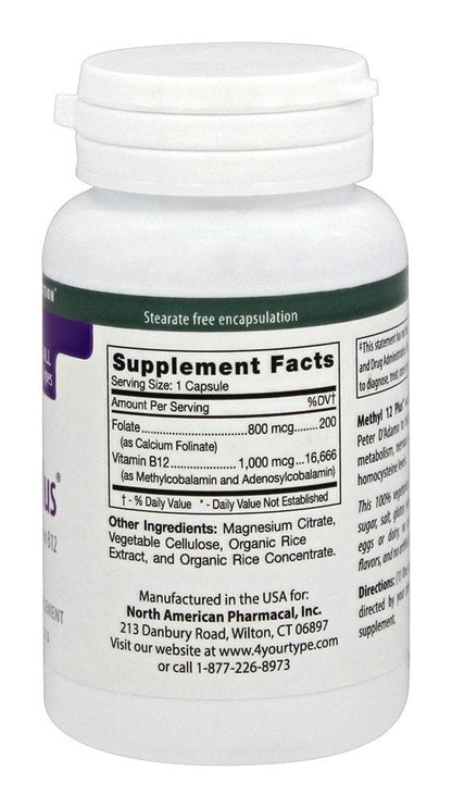 D'Adamo Personalized Nutrition Methyl 12 Plus, 60 Count | Vitamin B12 Supplement