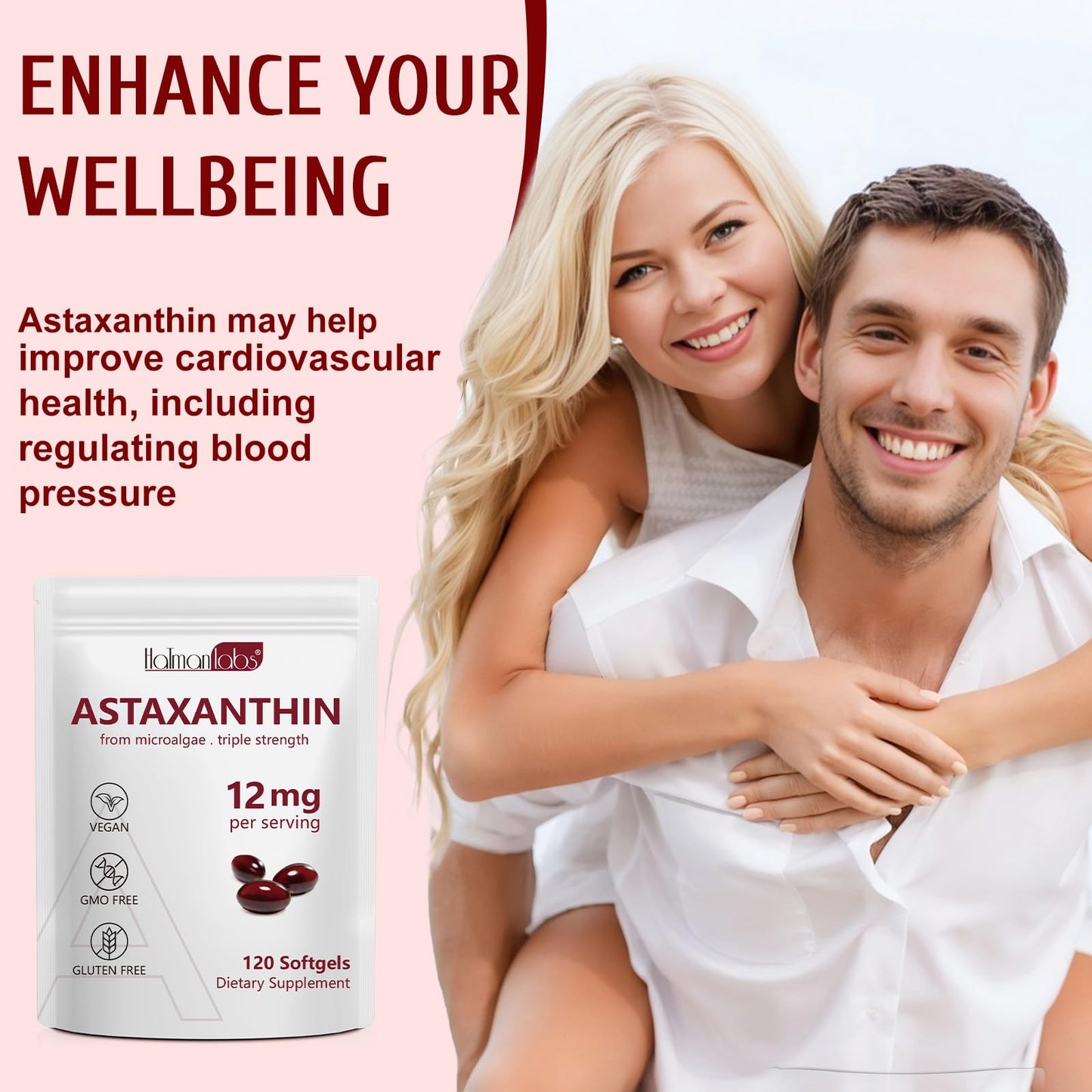 Daiasns Astaxanthin 12mg - 120 Softgels | 4 Month Supply | Non-GMO