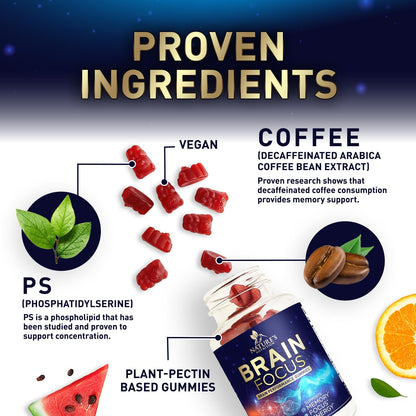 Brain Memory & Focus Gummies with Phosphatidylserine, B6 & B12