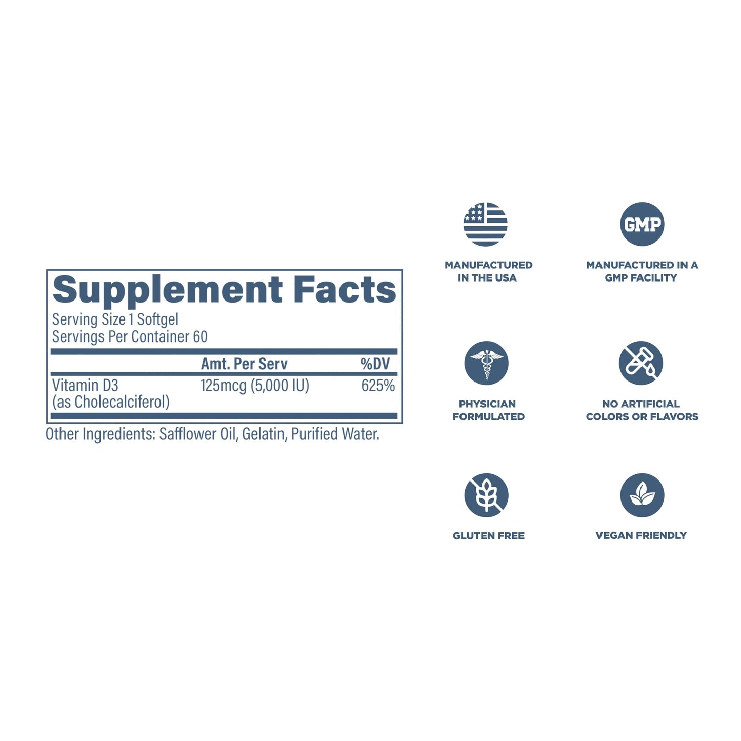 Revive MD Vitamin D3 5000 IU – Immune & Bone Health (60 Softgels)