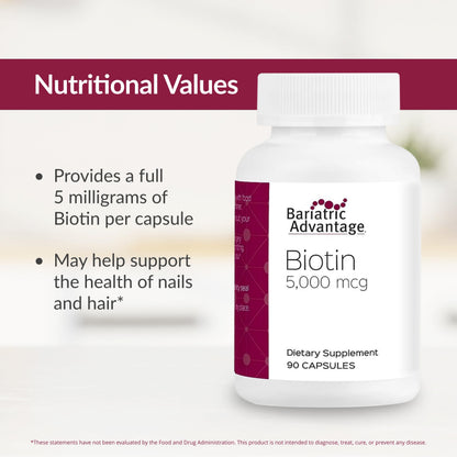 Biotin 5,000 mcg for Bariatric Patients (90 Count) | Bariatric Advantage