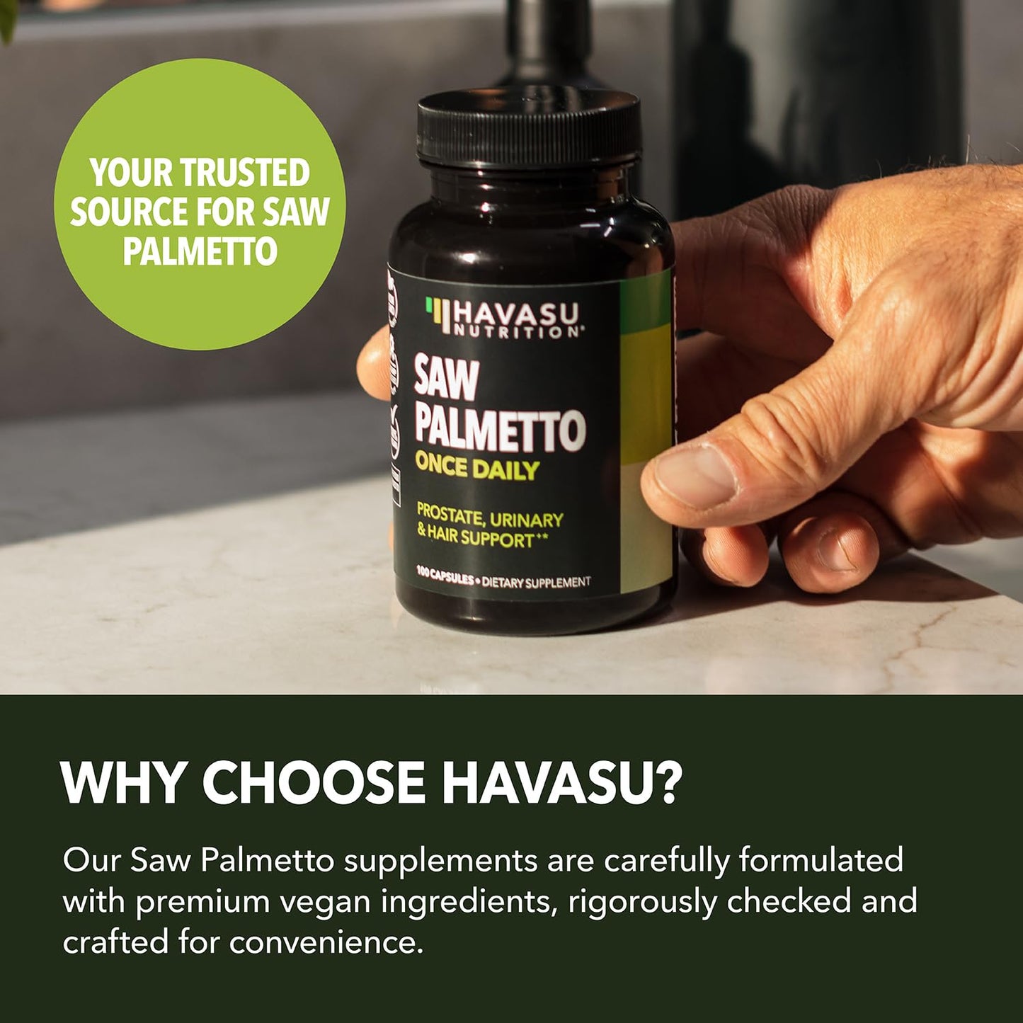 Saw Palmetto for Men Prostate Health - 500mg, 100 Count, Vegan, Non-GMO