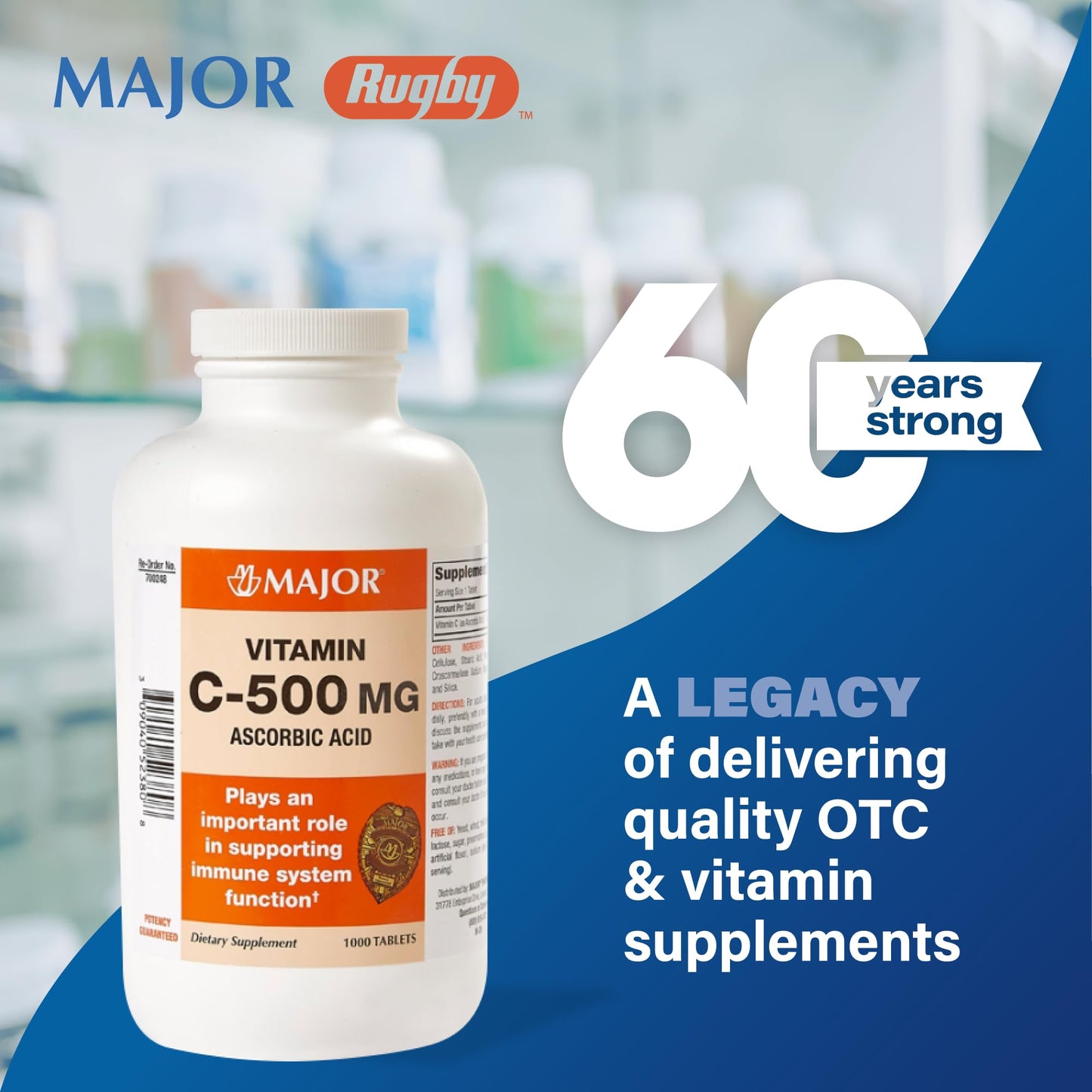 Major Vitamin C 500 mg Ascorbic Acid Tablets – 1000 Count | Vitamin C