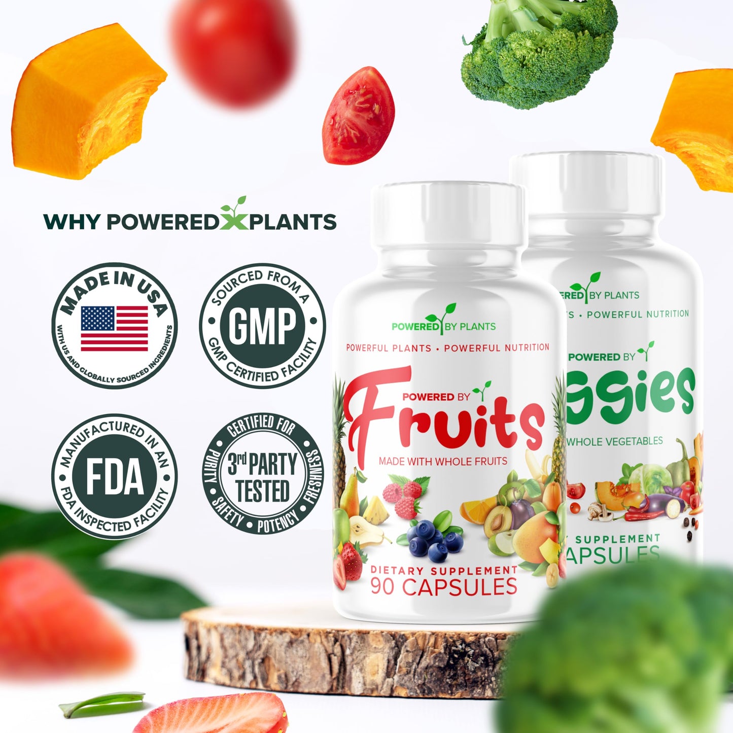 Daily Fruits and Veggies Supplement – 180 Capsules (30 Days) – Non-GMO & Gluten Free – 2-Pack