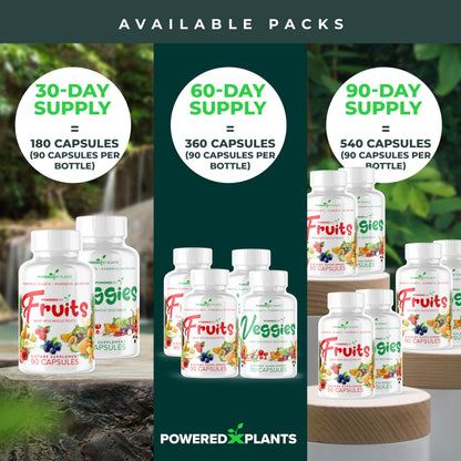 Daily Fruits and Veggies Supplement – 180 Capsules (30 Days) – Non-GMO & Gluten Free – 2-Pack
